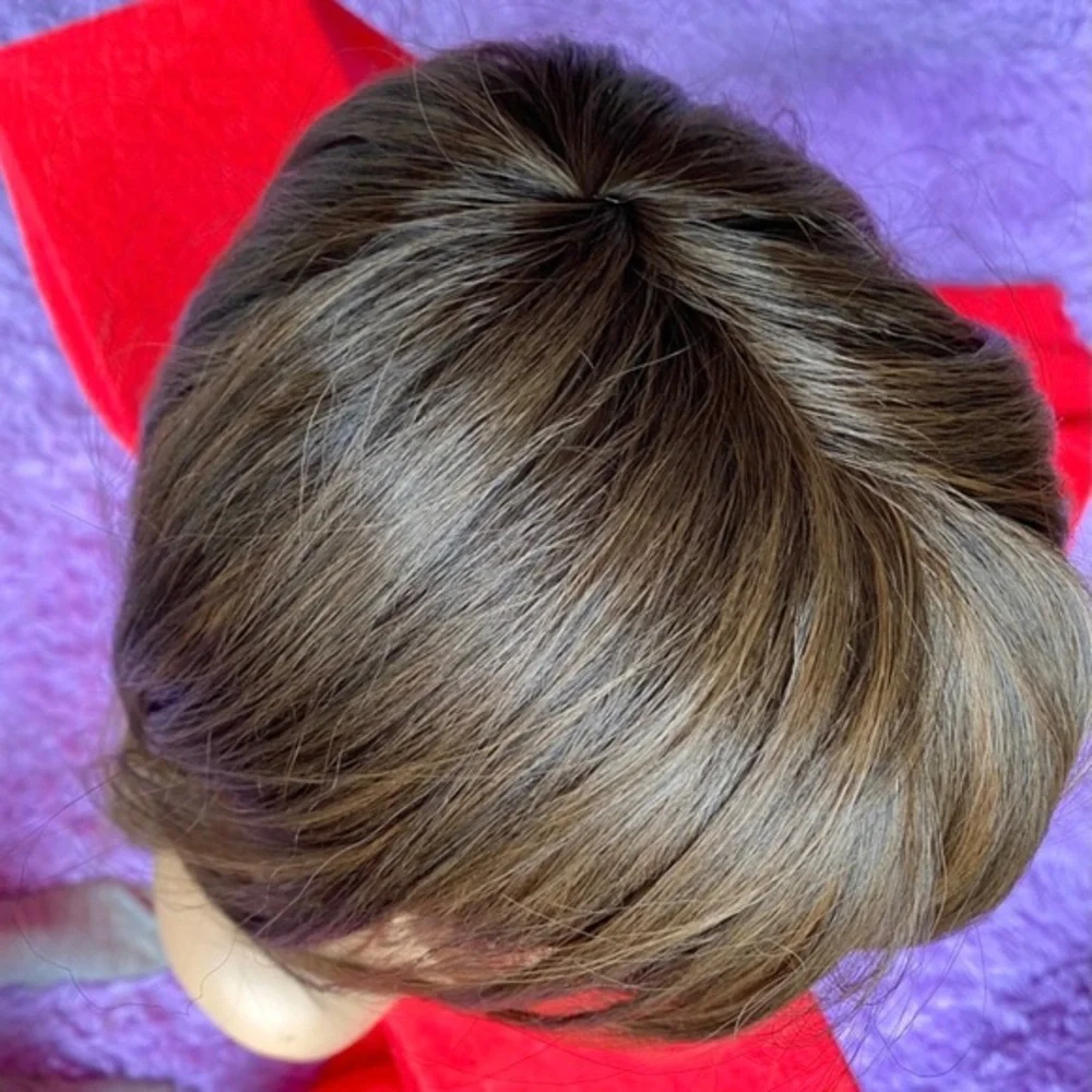 Realistic brunette with luminous highlights wig